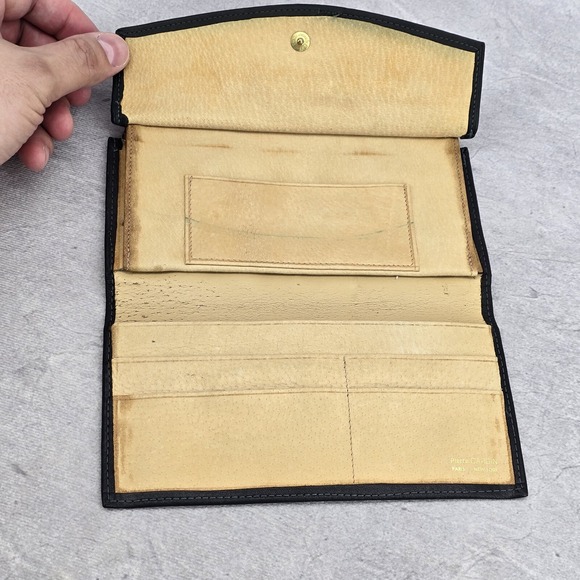 Vintage Ladies Pierre Cardin‎ Boutique Leather Long Bifold Kiss Lock Wallet - Picture 8 of 14